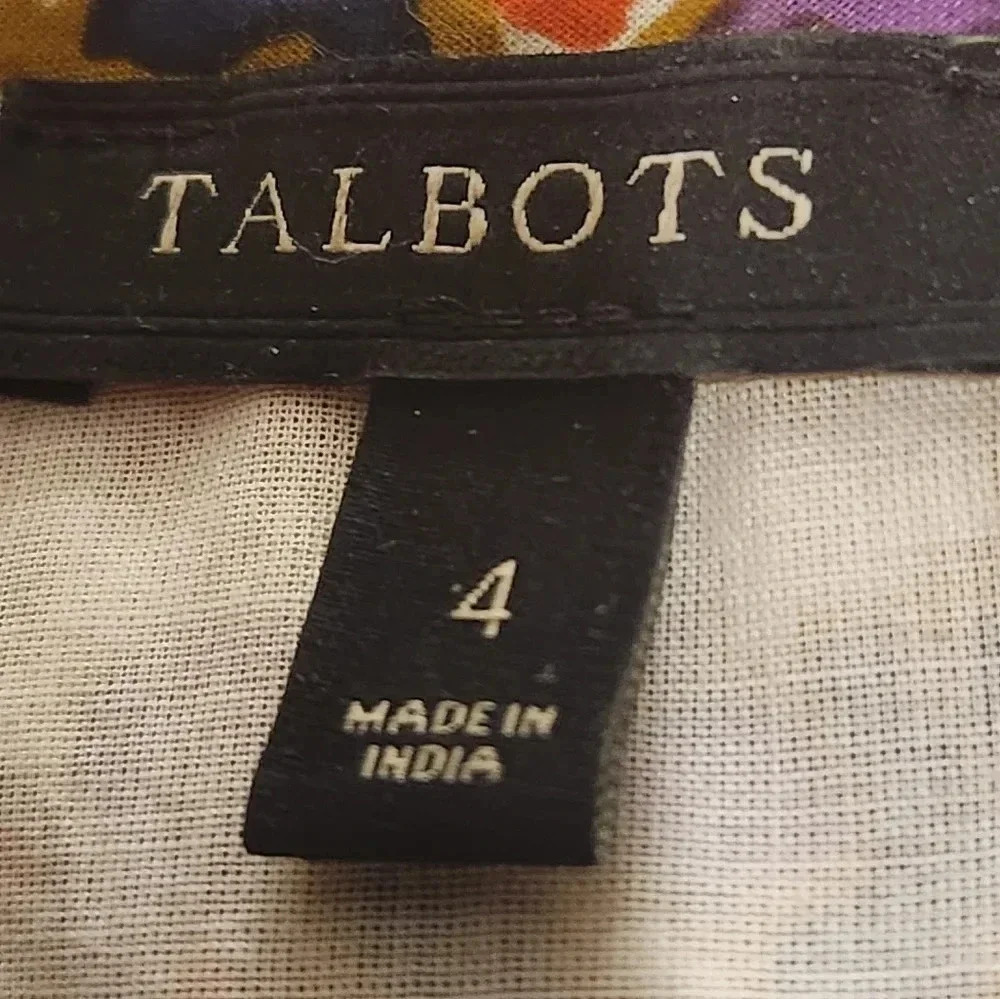 NWOT Talbots sleeveless 100% cotton, lined floral paisley top Size 4 - Picture 4 of 5